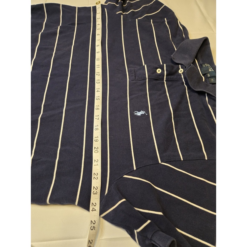 Polo Ralph Lauren Polo Shirt Mens Extra Large Navy White‎ Striped Luxe Preppy - Picture 3 of 7
